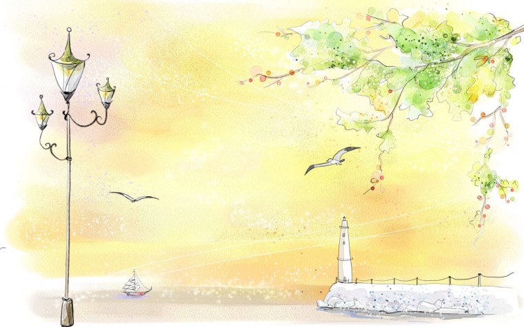 Акварель дождь в городе