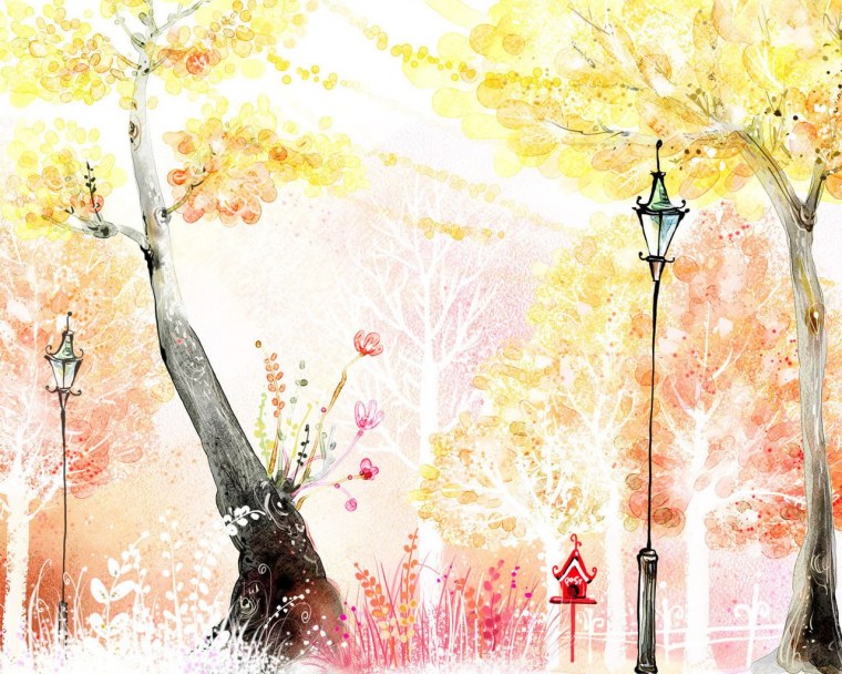 Акварельный фон сад