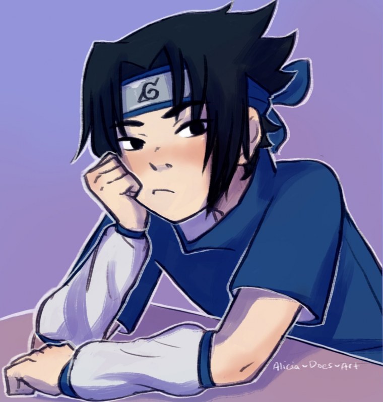 Саске улыбается арт