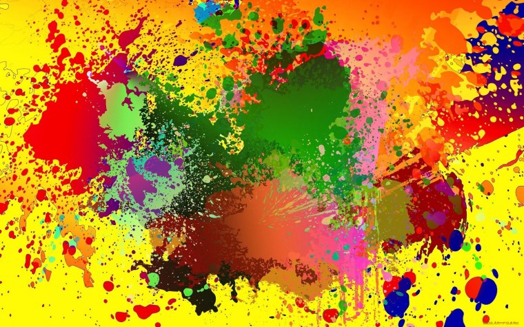 Разноцветные брызги на стене