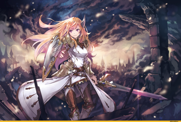Аниме блондинка в доспехах