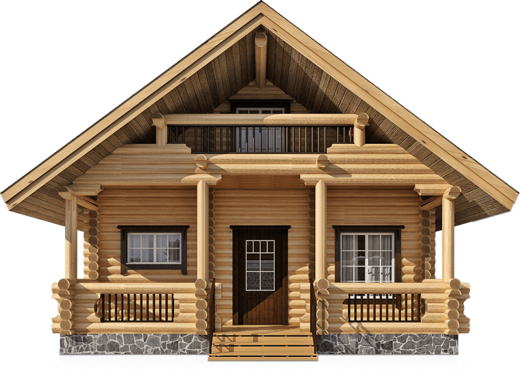 Деревянный дом на прозрачном фоне