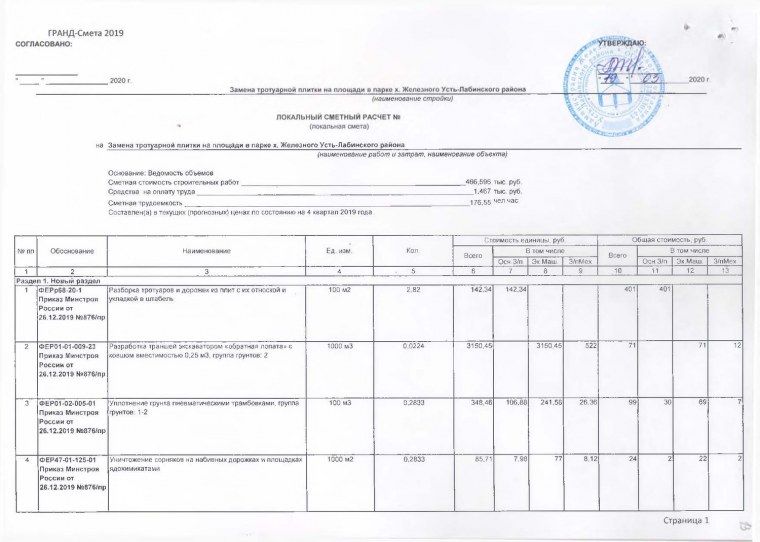 Смета расхода материалов на ремонтные работы