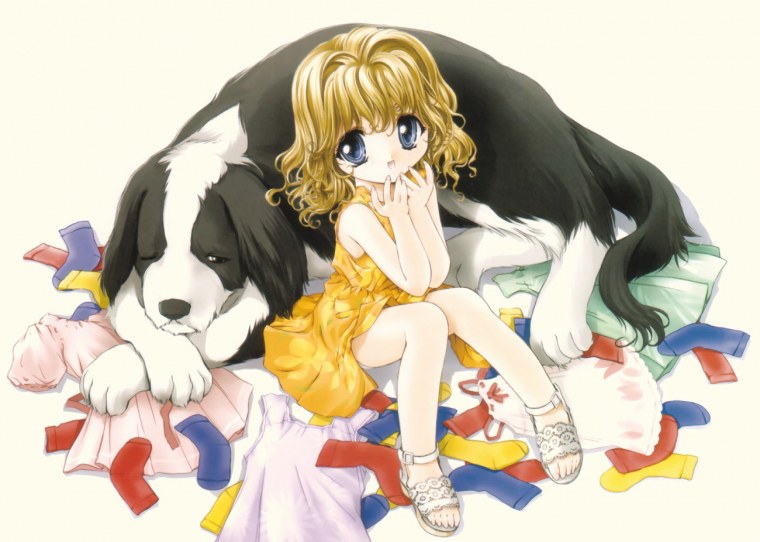 Аниме собака и кошечка