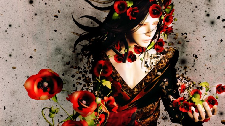 Девушка с цветами в волосах