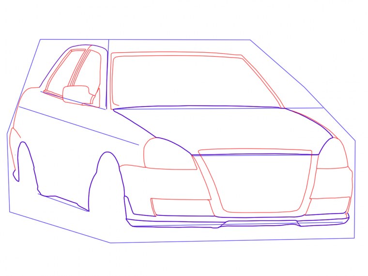 Лада Приора нарисованная сбоку