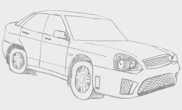 Раскраска Лада Приора тюнинговая