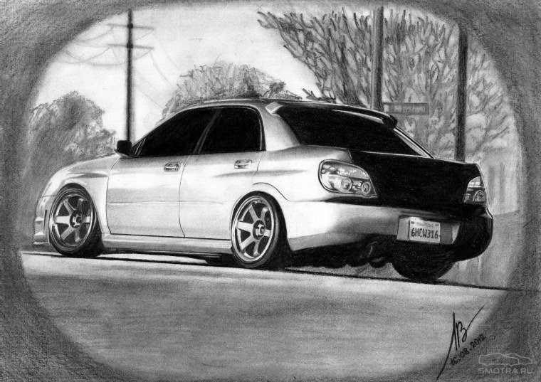 Subaru Impreza WRX карандашом