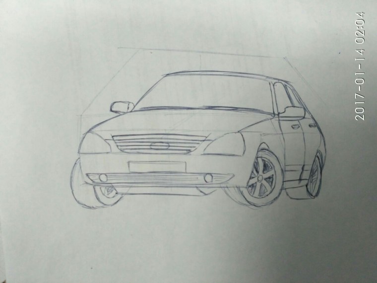 Лада Приора нарисованная сбоку