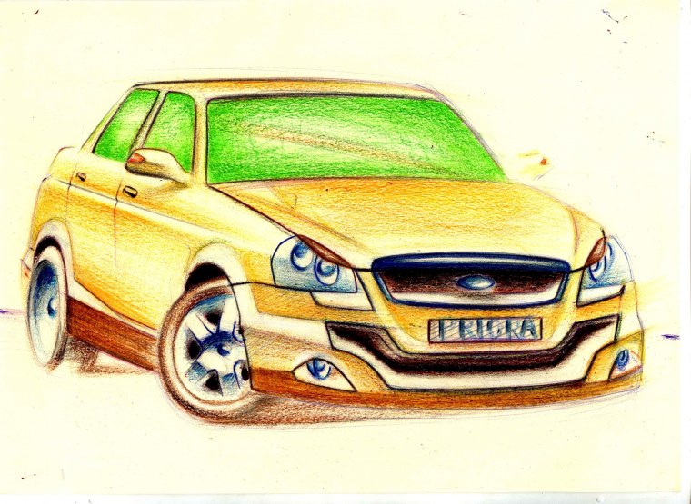 Рисование машины Лада