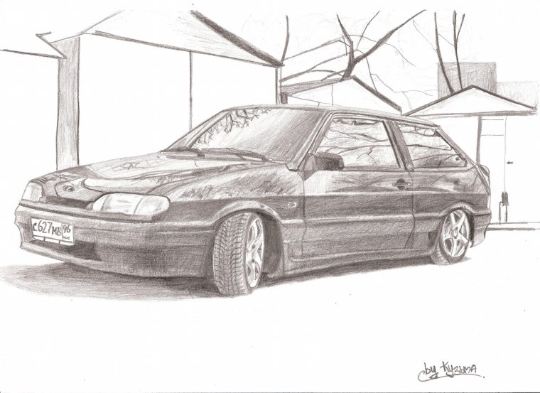 ВАЗ 2114 карандашом