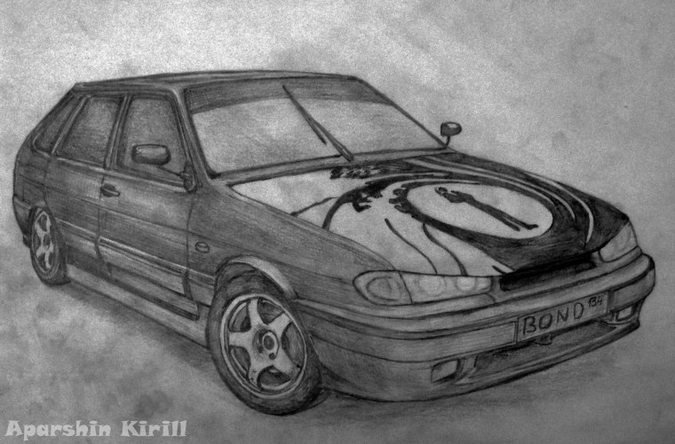 Нарисовать перед ВАЗ 2114