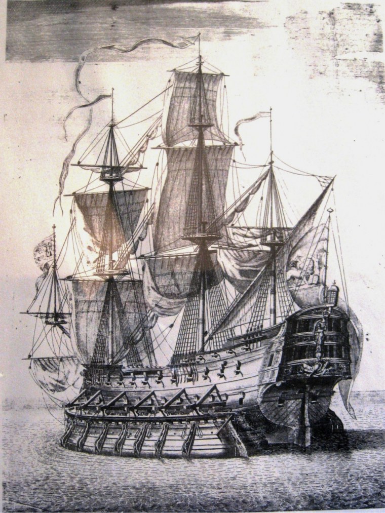 Фрегат 17 века Гравюры