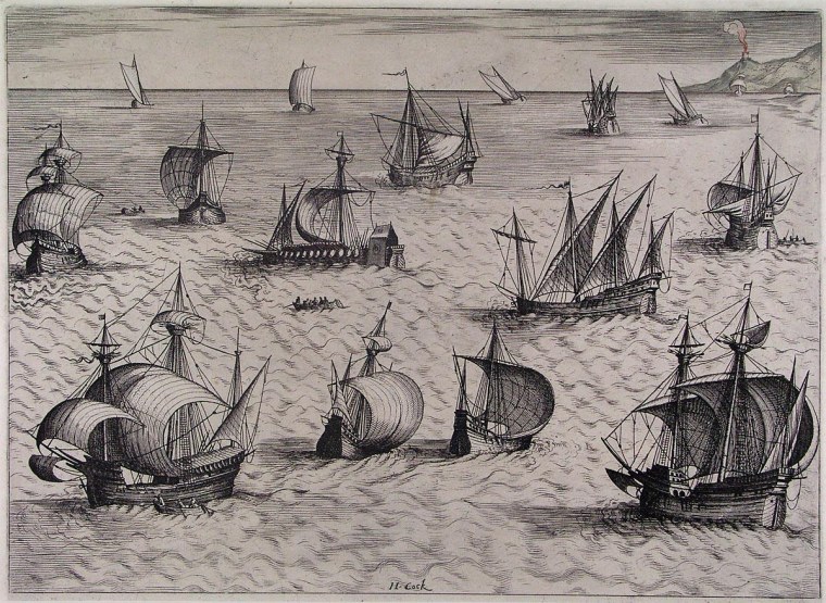 Голландские парусники 17 века гравюра