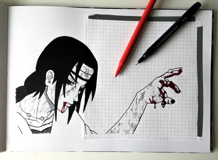 Итачи и Саске черное белое