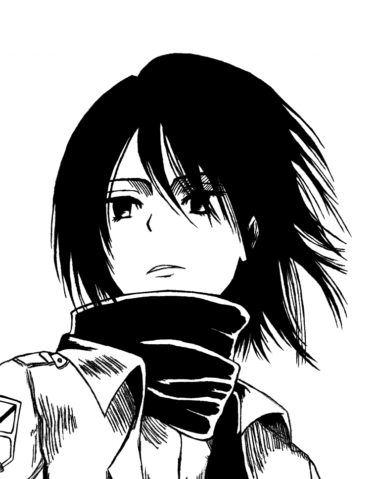 Леви Аккерман чёрно-белый