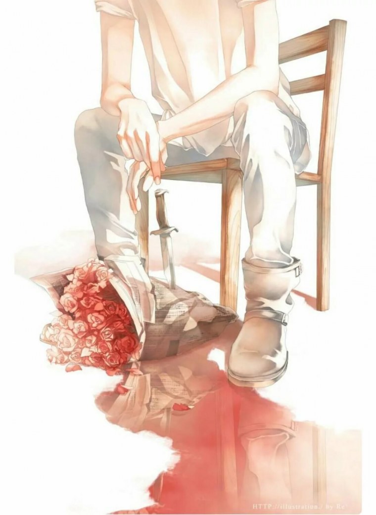 Парень сидит на стуле арт