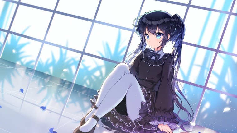 Аниме девушка сидит