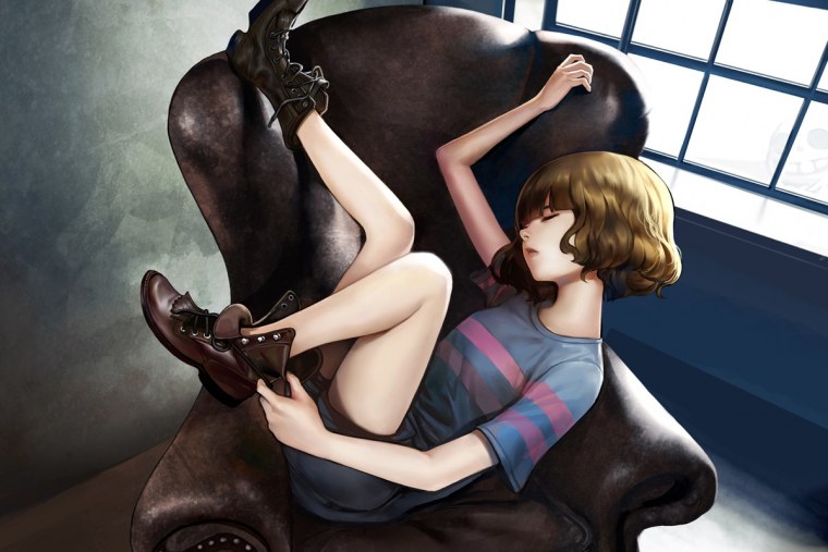 Аниме девушка в кресле