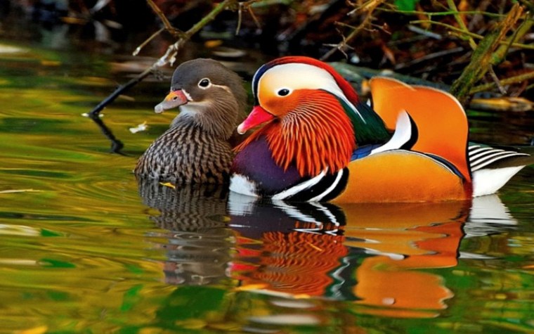 Утка Мандаринка Уссурийского заповедника