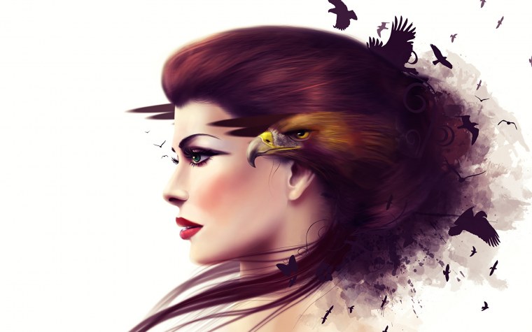 Девушка с бабочками на голове