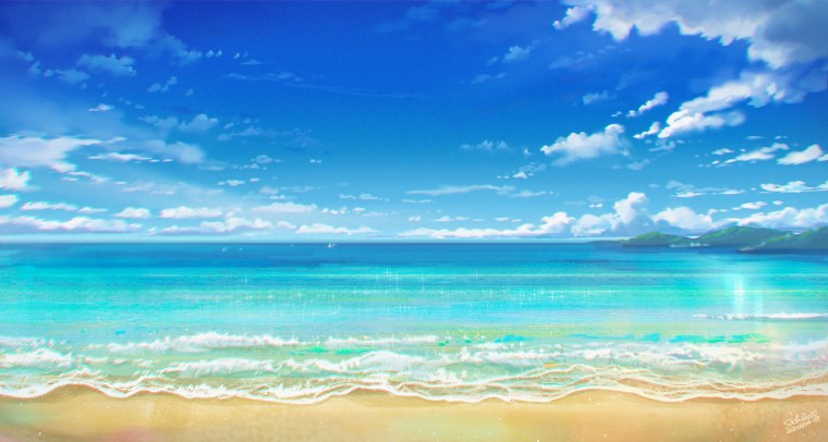 Аниме море пляж