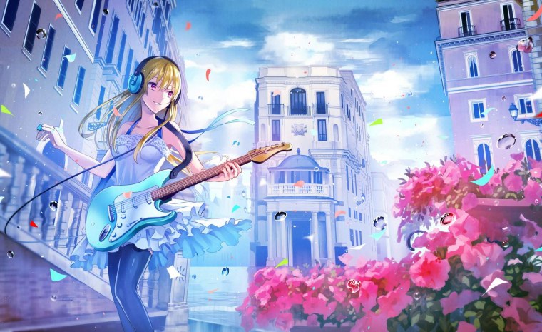 Мио Акияма с гитарой электро