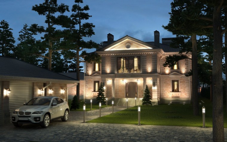 Современный двухэтажный гараж