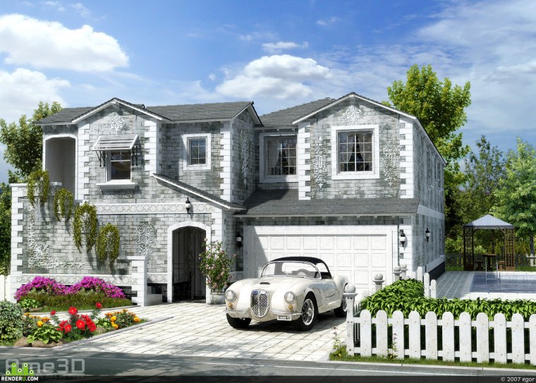 Дом с гаражом и панорамными окнами