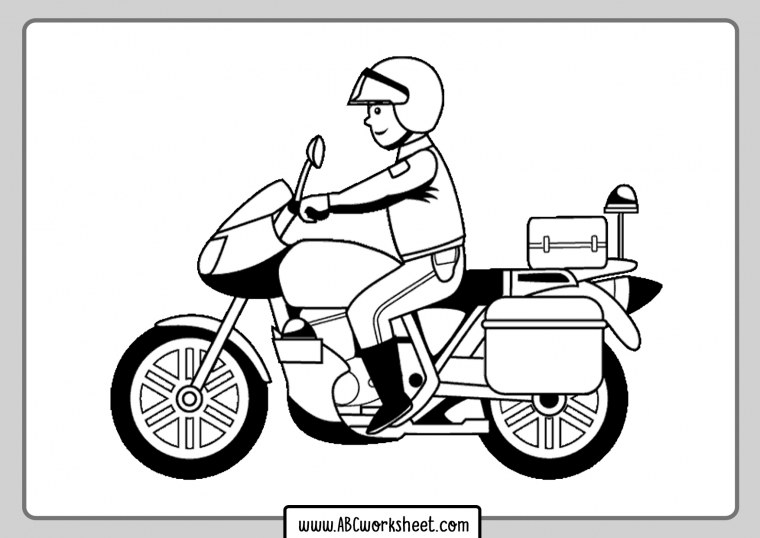 Мотоцикл раскраска для детей 3-4