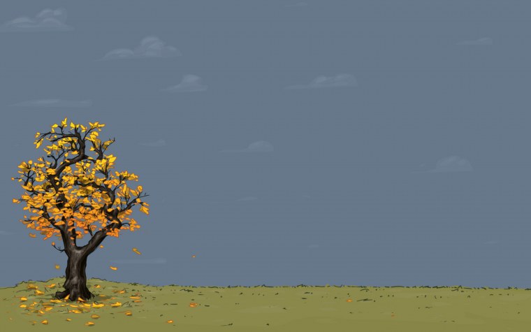 Рисование осенней ветки