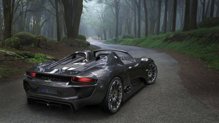 Порше 918 Spyder ночью