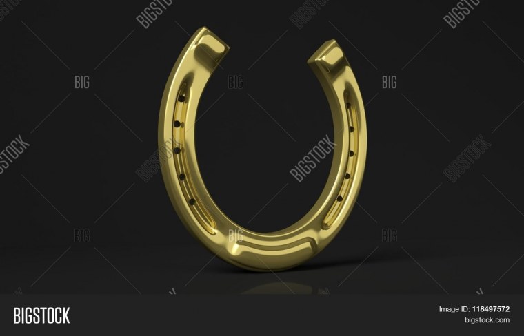 Клевер в подкове на темном фоне