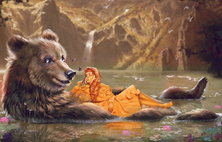 Девушка и белый медведь