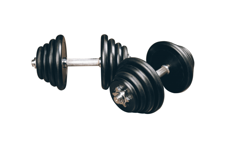 Гантели на белом фоне