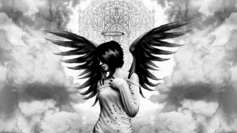 Ангел с черным и белым крылом
