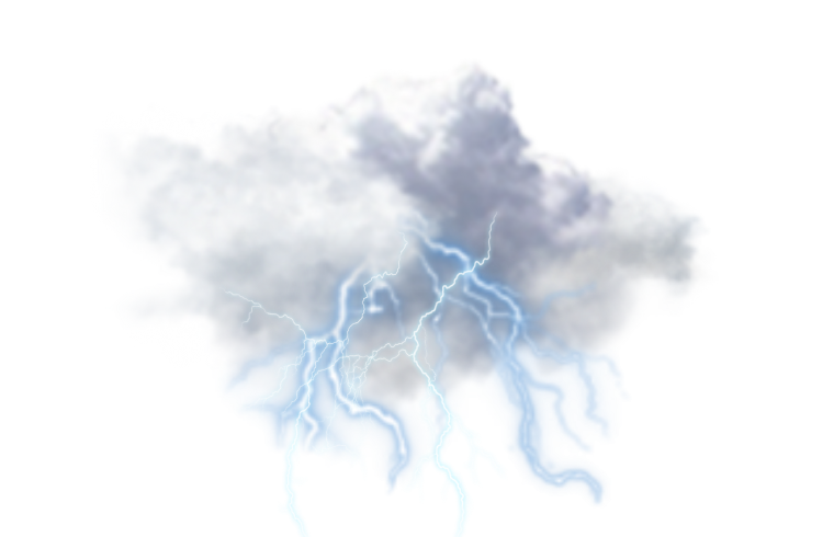 Гром и молния на белом фоне