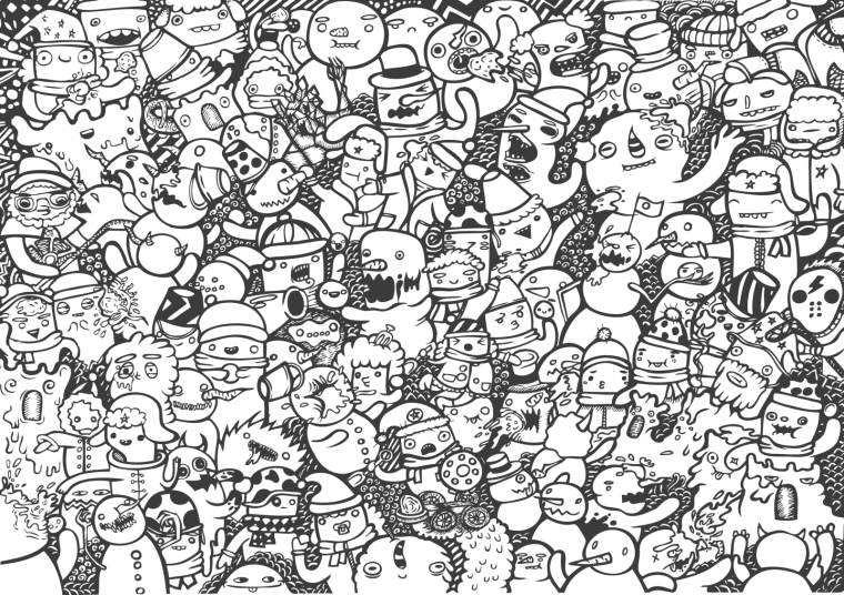 Аниме тянки черно белые много