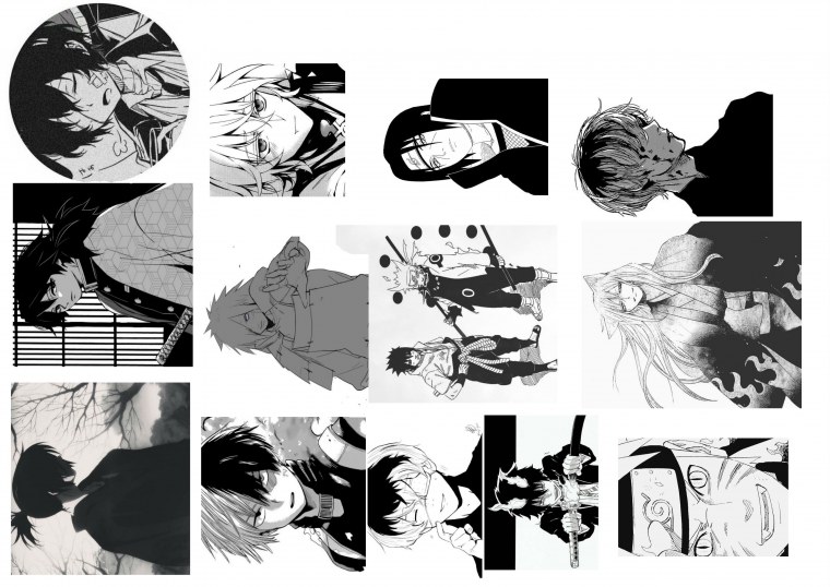 Аниме Стикеры чб