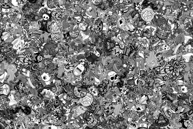 Стикеры черно белые много