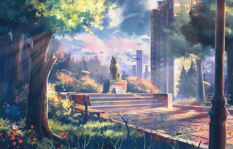 Аниме девушка на крыше