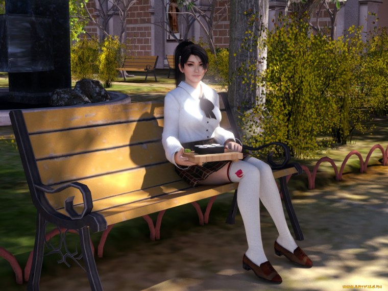 Скамейка и фонарь