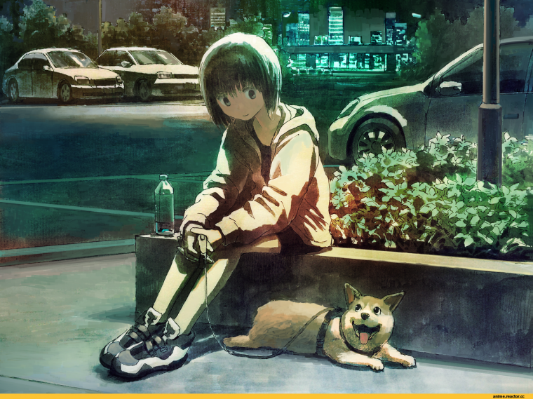 Аниме девочка собака