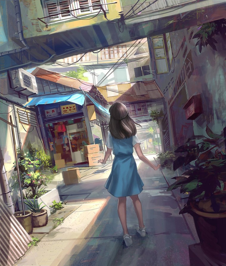 Арты девушки в городе