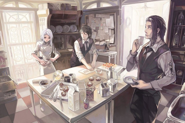 Человек за столом арт