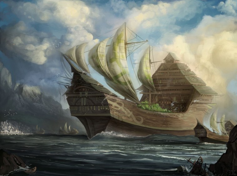 Галеон корабль фэнтези арт
