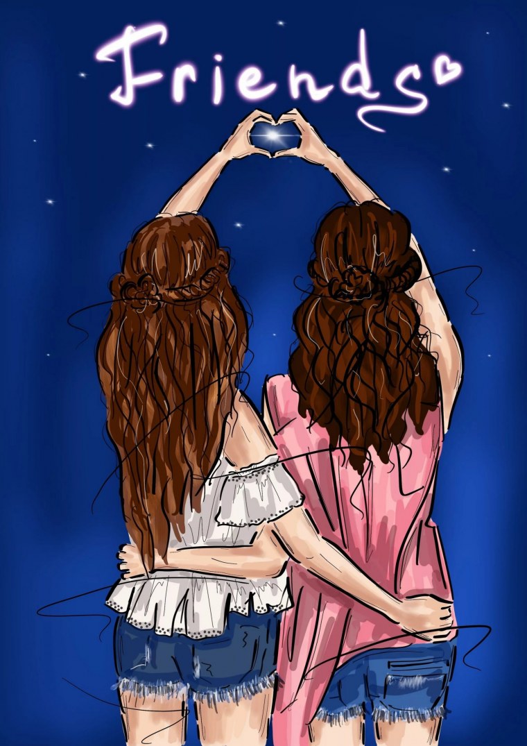 Рисунок 2 подруги карандашом