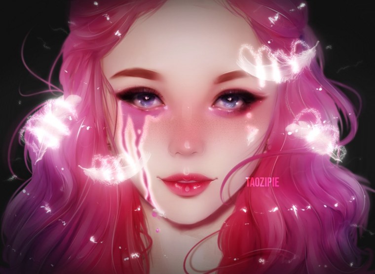 Фэнтези девушка с розовыми волосами