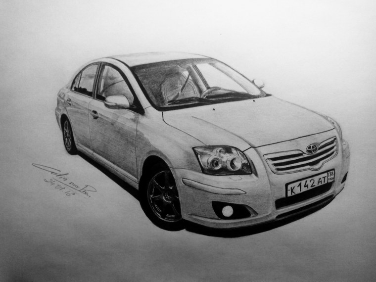 Тойота Авенсис карандашом
