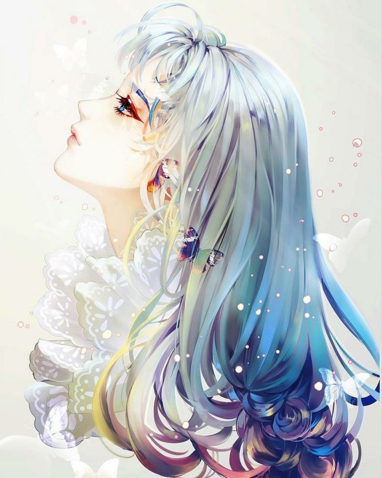 Девочка с радужными волосами